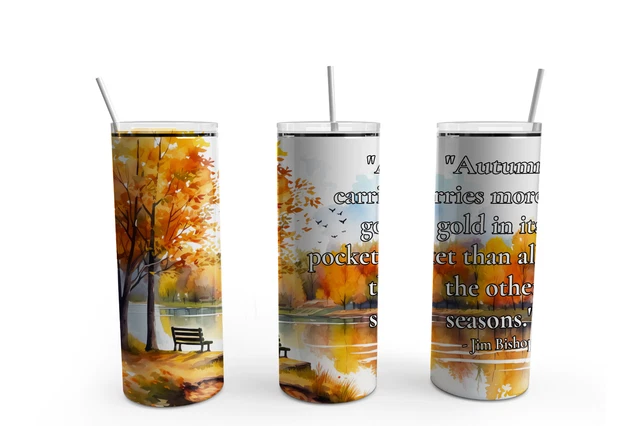 20oz Tumblers Vacuum Insulated Double Wall Stainless Hot Cold With Autumn Theme