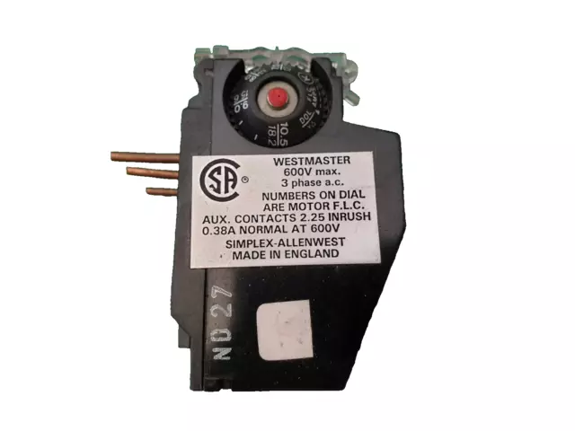 Allen West Overload Relay 7 - 10.5 Amp