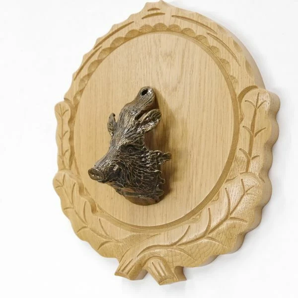 Placa de Jabalí Tallado Claro Af 16 CM Con 1 Pieza Jabalí Cabeza Portada Grande