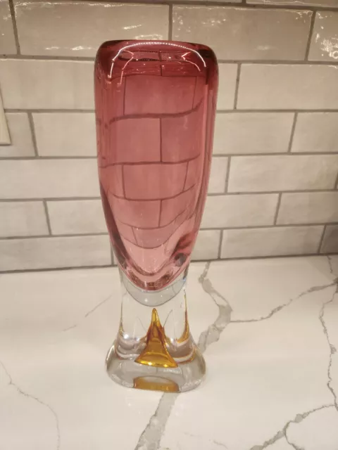 Vintage Art Glass Vase by Adam Jablonski Signed 13 1/2 Inches Handblown