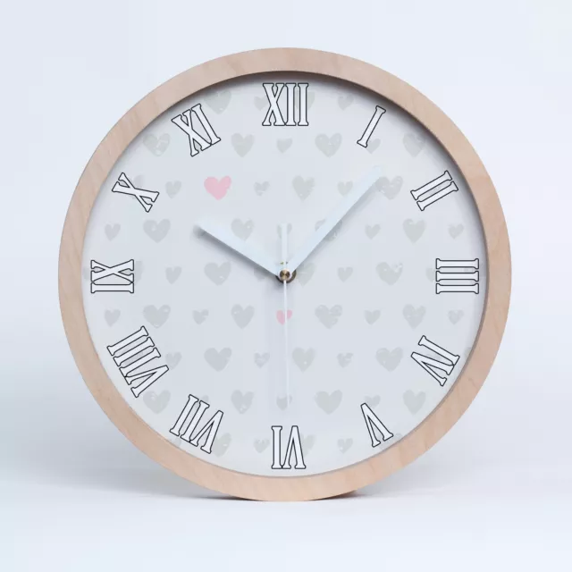 Reloj de Pared con Estampado Marco Natural fi 25 cm antecedentes de corazones 2