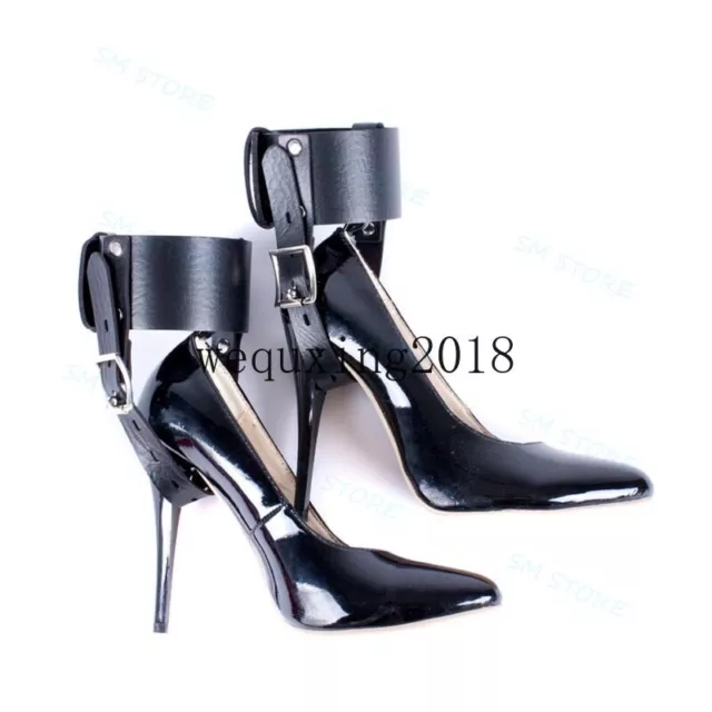 Restraint cuff Fixed High Heel Shoes Strapsss on PU Locking Ankle Belts
