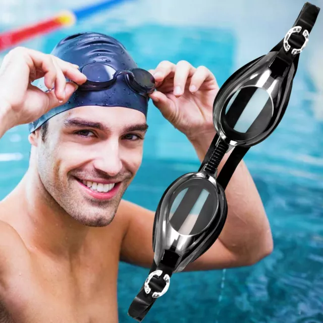 ADULTS BLACK SWIMMING GOGGLES Unisex Mens Womens Adjustable Strap Swim Diving
