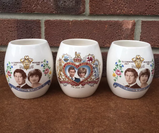 Three Commemorative Holkham Prince Charles & Princess Diana Wedding 1981 Mugs