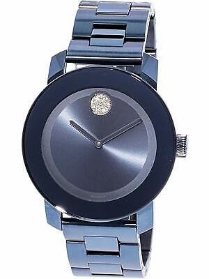 Movado Bold 3600494 Women's Crystal Round Analog Stainless Steel Watch Blue Dial