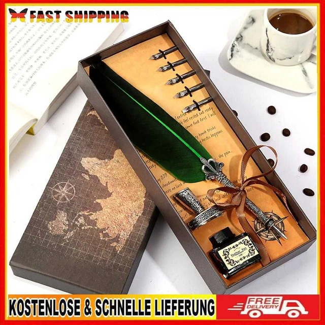 ARVALOLET Quill Feather Quill Pen Set Vintage, Retro Kalligraphie-Feder-Dip-Stif