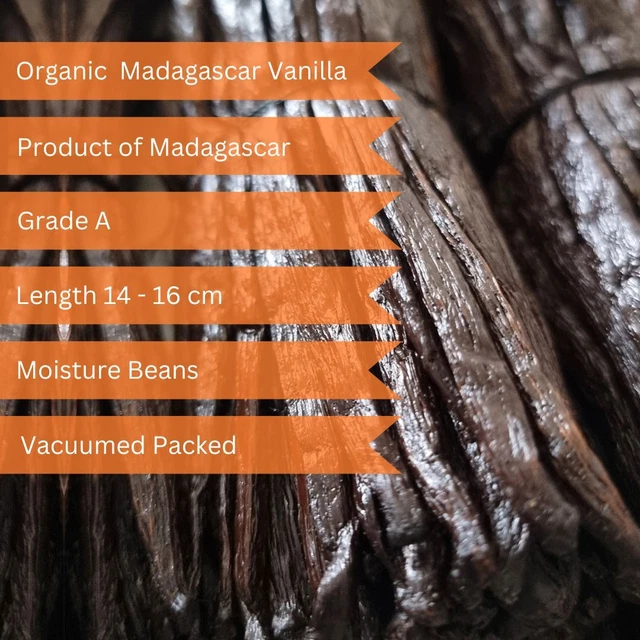 Madagascar Grade A Vanilla Beans Organic 14 - 16cm