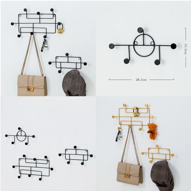 Nordic Style Geometry Wall Hanging Hook Clothes Hat Wall Storage Hanger Metal