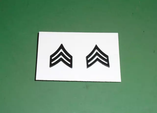 Pair Set US Army Sergeant SGT E5 Black Subdued Metal Rank Insignia Chevron Pins