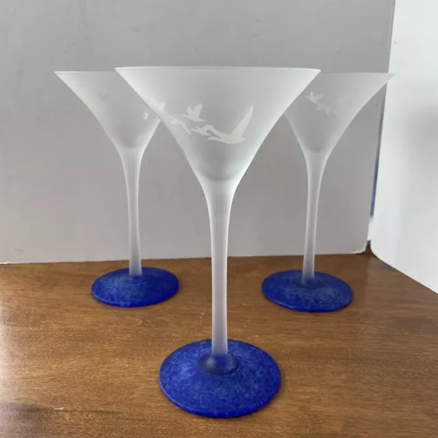 Vintage Pair of Grey Goose Vodka Long Stem Martini Glasses 