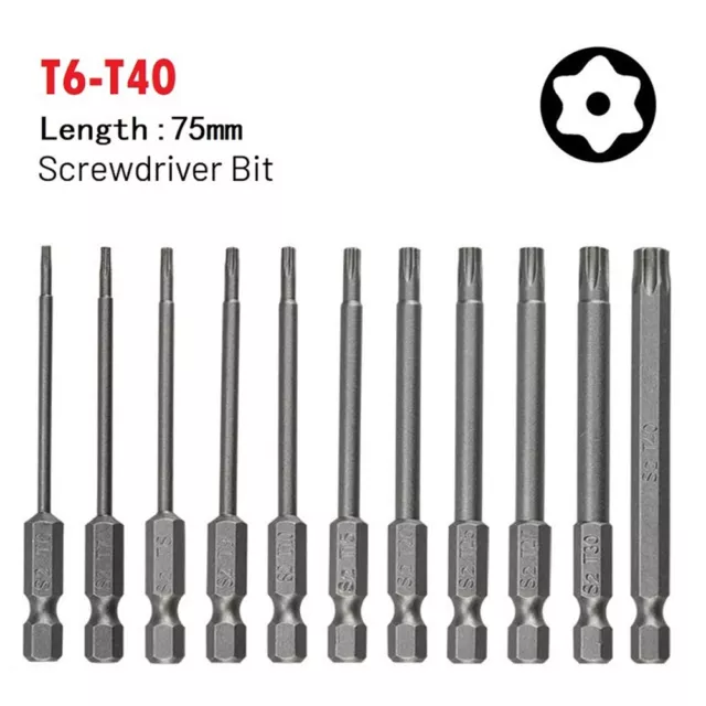 1pc T6-T40 Magnétique Tête Torx Embout Tournevis 75mm Sécurité Haute Qualité