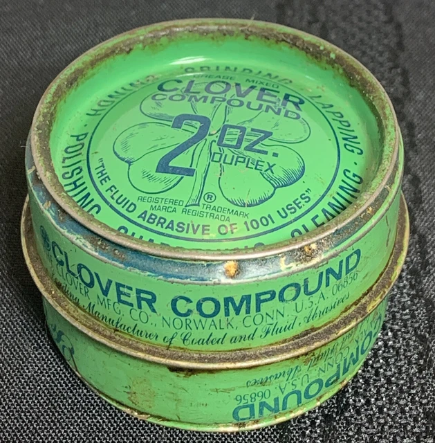 VINTAGE CLOVER BRAND Valve Grinding Compound Tin 2 Oz. Double Sided