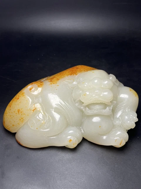 Chinese Exquisite Handmade Brave Troops carving Hetian Jade Statue