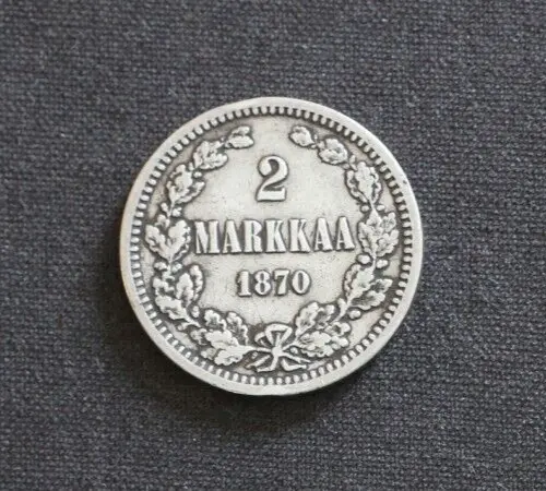 Finlandia* 2 Markkaa 1870 Silver *Alexander II* cond.  EF *RARE COIN*