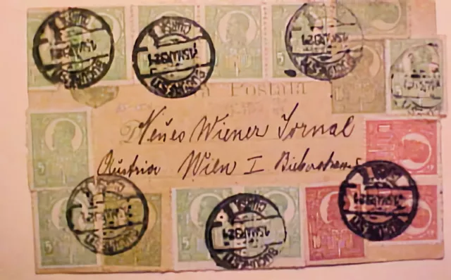 Romania Postal Card 192 Bucuresti To Wien 15 Stamps Rare