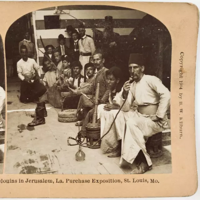 Bedouin People Smoking Hookah Stereoview c1904 St Louis Worlds Fair Expo MO E822