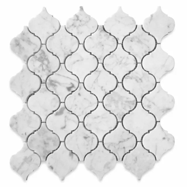 C892XH Carrara White Marble Arabesque Baroque Lantern Mosaic Tile Honed Medi