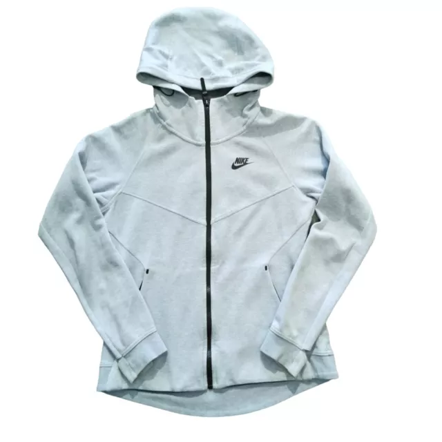 Nike Tech Fleece Damen grauer Hoodie mit Reißverschluss Jacke Daumenloch Größe S Small