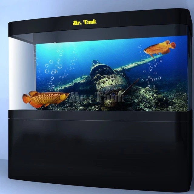 Large Aquarium Background Posters Self-Adhesive High Definition Aircrafts Wreck