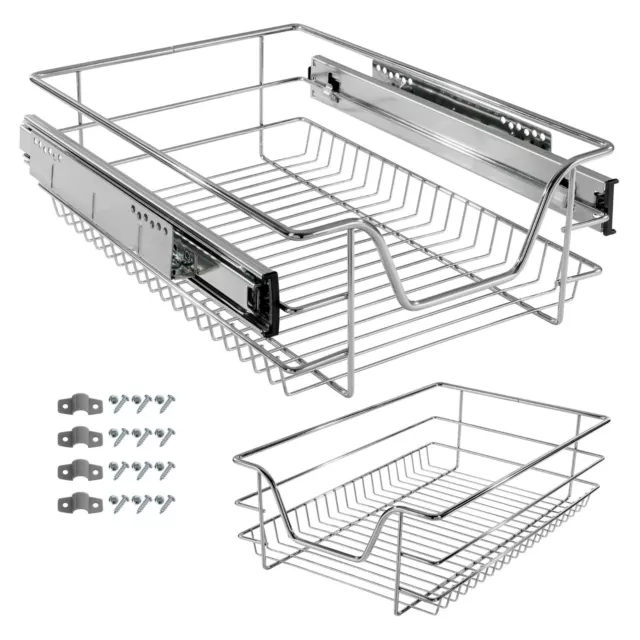 AREBOS Teleskop Schublade Küchenschublade Korbauszug ausziehbar 40 cm