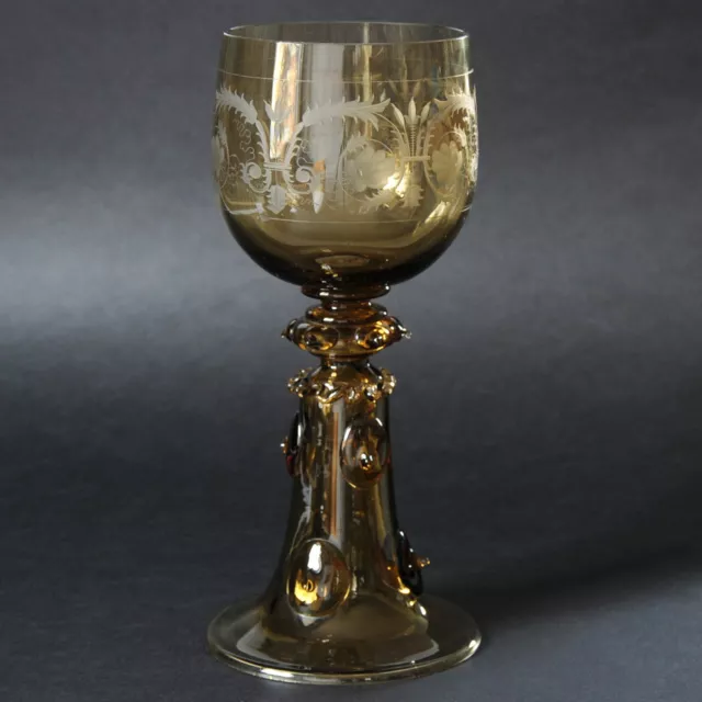 Theresienthal Glas Pokal Römer 19. Jhd. Schliff Warzen 27 cm hoch zeitlos schön