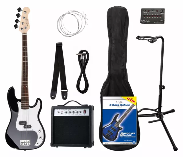 Pack Basse Electrique Guitare PB-Style Set Amplificateur Housse Support Noir