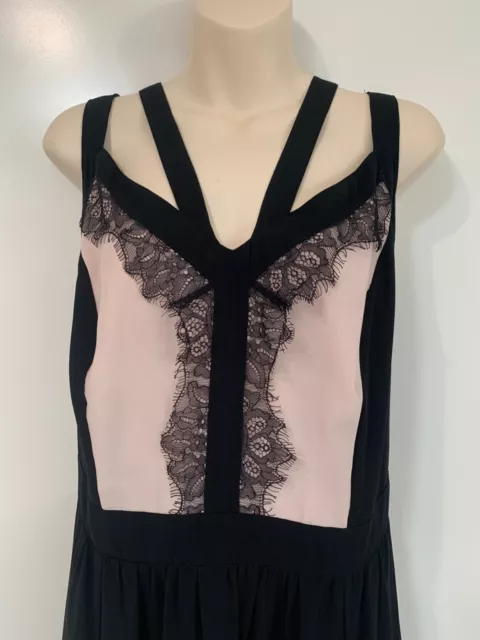 CITY CHIC Brand Dress Black Lace Pink Maxi Full Length Cocktail Sexy Small S 16