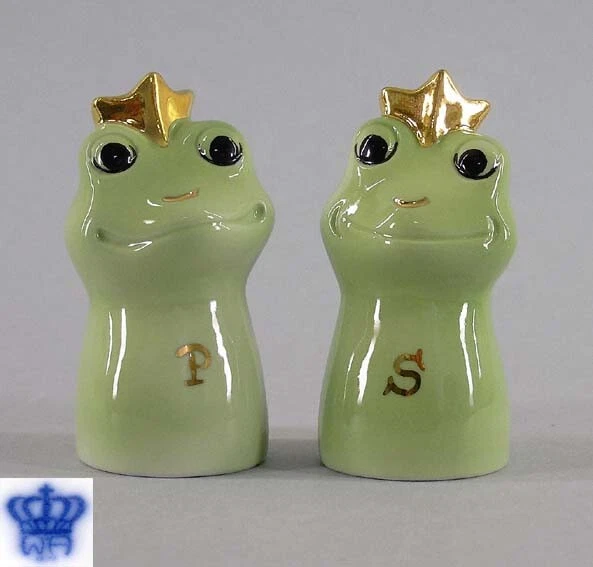 9942098 Wagner&Apel Porzellan Salz und Pfeffer Streuer Froschkönig Frosch H7cm