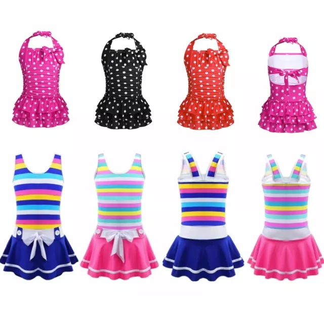 Kids Girls One-piece Tankini Swimsuit Swim Dress Swimwear Bathing Suit Beachwear