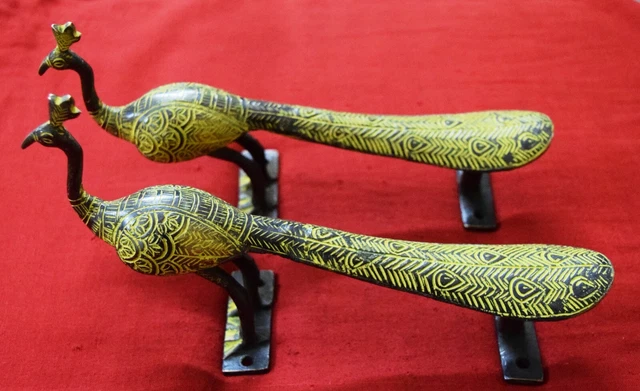 Peacock Shape Door Brass Handle Pull Bird Pair Door Knob Lounge Home Decor RD01