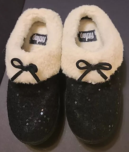 Fitflop Loaff Snug Black Sequin Slippers Womens Size 6