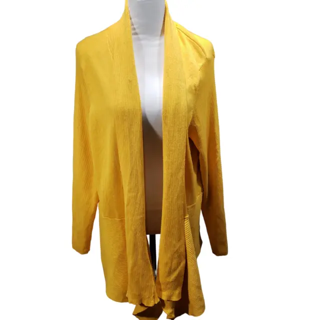 Women's Verve Ami Long Yellow Gold Cardigan Long Sleeve Sweater Size 2X #B56