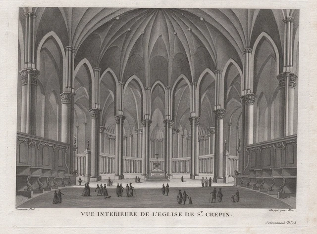 Soissons Abbaye Saint-Crepin-le-Grand Aisne Hauts-de-France gravure estampe 1780