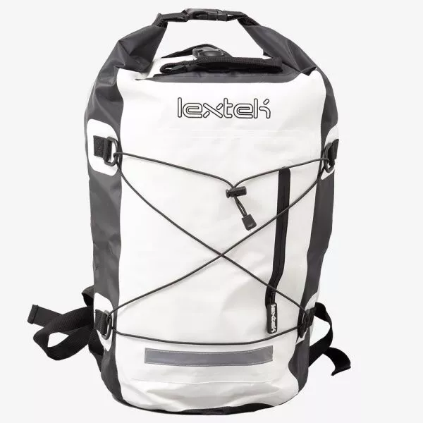 Lextek Waterproof Dry Bag WHITE Backpack 30L Motorcycle Bike Scooter Rucksack