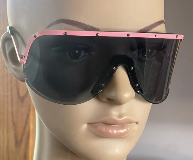 VINTAGE COLORS IN Optics Pink Shield Mask Miles Davis Sunglasses, 1980