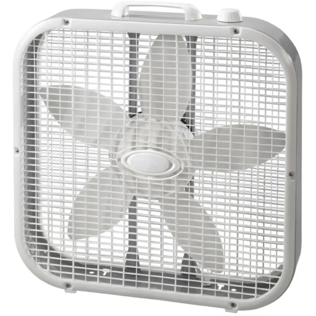 Energy Efficient 3-Speed Box Fan with Carry Handle, White