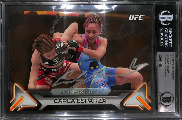 Carla Esparza Signed UFC 2016 Topps Knockout 5x7 Gold Card BAS Beckett COA #/10