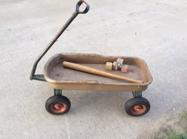 Vtg Early 1900’s Childs Pull Toy Wagon Stamp Steel Murray Or AMF Junior 5x Vtg Early 1900’s Childs Pull Toy Wagon Stamp Steel Murray Or AMF Junior 5x