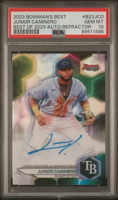 2023 Bowman's Best - Best of 2023 Autos Refractor  Junior Caminero PSA 10 RAYS