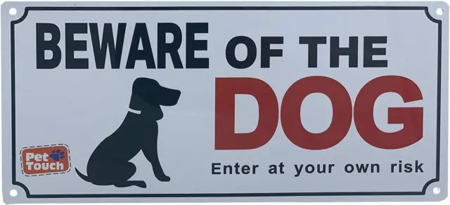 "Segnale di sicurezza per cani "ATTENZIONE CHE IL CANE ENTRI A TUO RISCHIO" Segnale di avvertimento