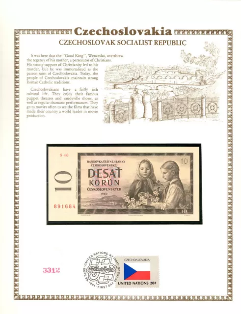 Czechoslovakia 1960 10 Korun P88d UNC w/FDI UN FLAG Serie S.46 891684