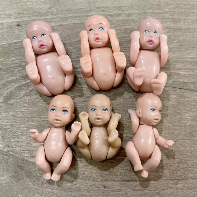 6pcs Happy Family Barbie Midge Pregnant Newborn Baby Girl Doll 1.75” Dollhouse