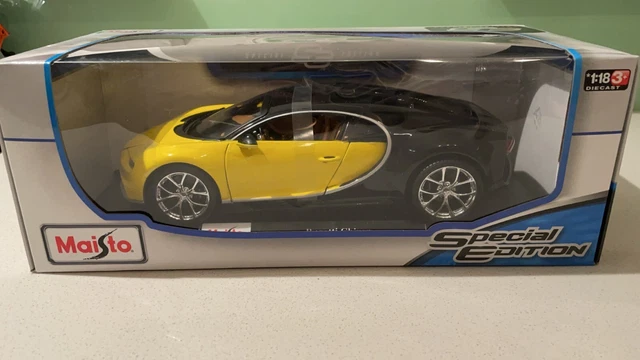 NEW MAISTO 1:18 Scale Yellow Bugatti Chiron Special Edition Diecast