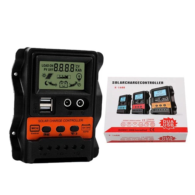 20A SOLAR PANEL Battery Charge PWM Controller 12V/24V LCD Regulator ...