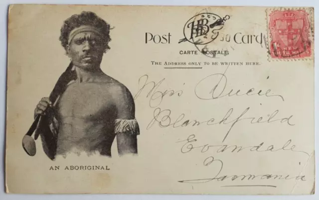 Vintage Postcard Aboriginal Warrior Boomerang & Club -St Mary's Cathedral Sydney
