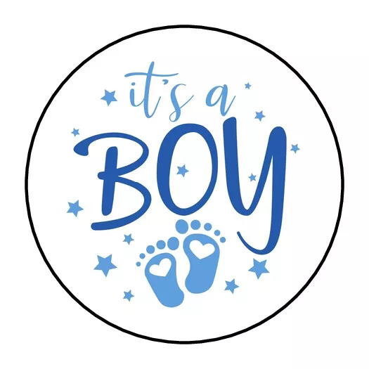 30 It's A Boy Baby Shower Envelope Seals Labels Stickers 1.5" Round Favors
