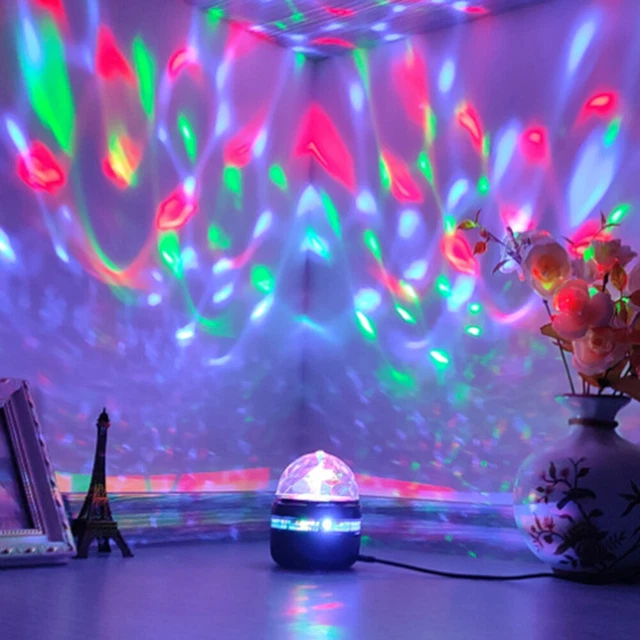 Rotating LED Night Lamp USB Disco Stage Party Ball Colorful Light (Black) *Z