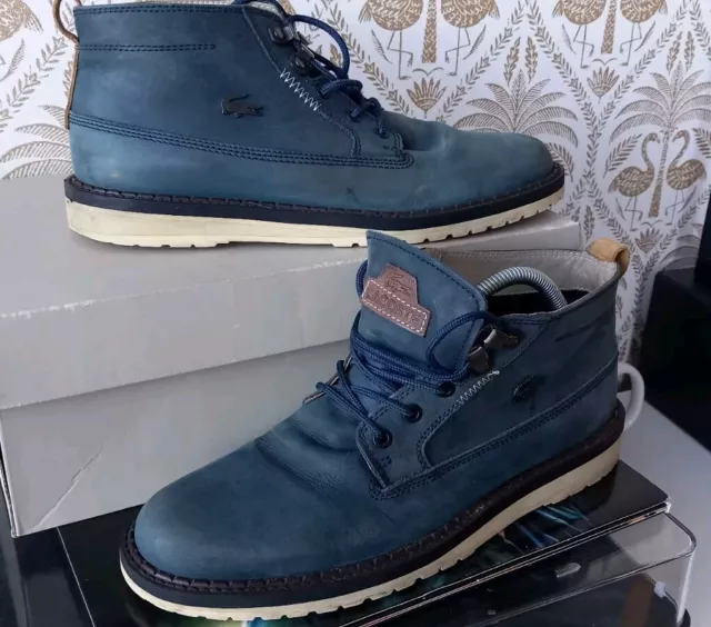 MEN S LACOSTE DELEVAN Chukka Boots Leather Canvas Blue Size UK 9 Ex Condition 39.99 PicClick UK