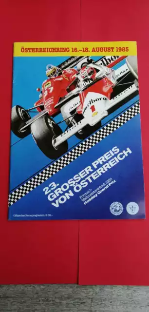 Formula 1 Programma Ufficiale Gran Premio Di Austria Osterreich F1 1985
