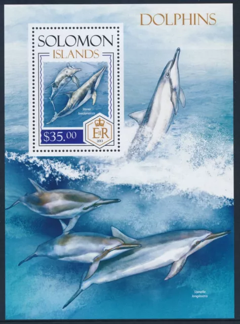 2013 Solomon Islands Dolphins Mini Sheet ($35) Fine Mint Mnh